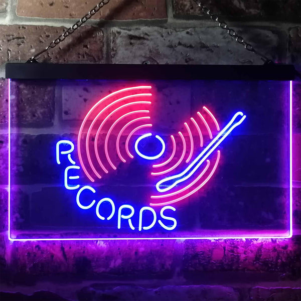 ADVPRO Records Turntable DJ Bar Dual Color LED Neon Sign st6-i3302 - Red & Blue