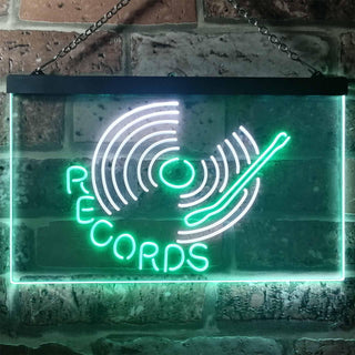 ADVPRO Records Turntable DJ Bar Dual Color LED Neon Sign st6-i3302 - White & Green