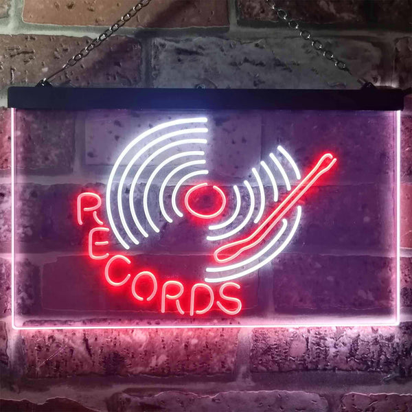 ADVPRO Records Turntable DJ Bar Dual Color LED Neon Sign st6-i3302 - White & Red
