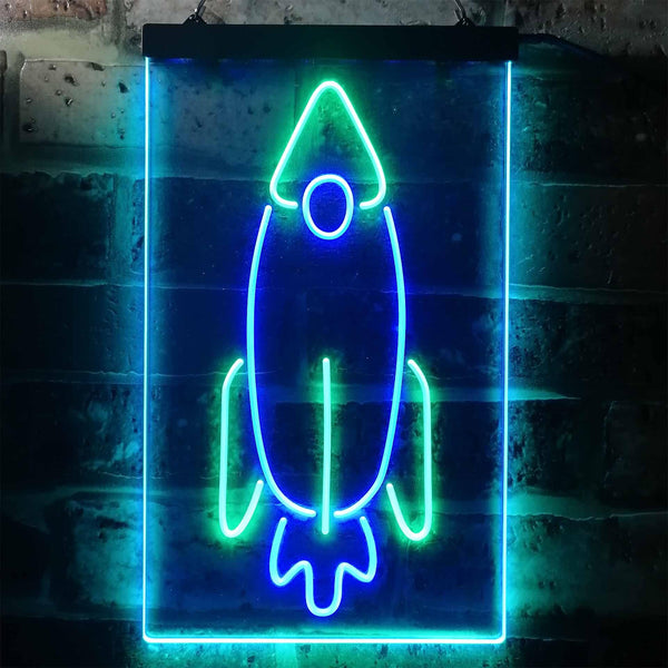 ADVPRO Rocket Launch Kid Room  Dual Color LED Neon Sign st6-i3303 - Green & Blue