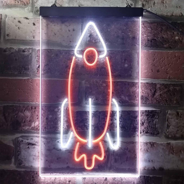 ADVPRO Rocket Launch Kid Room  Dual Color LED Neon Sign st6-i3303 - White & Orange