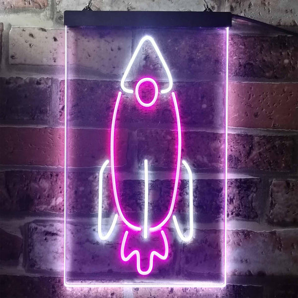 ADVPRO Rocket Launch Kid Room  Dual Color LED Neon Sign st6-i3303 - White & Purple