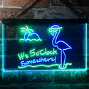 ADVPRO It's 5pm Somewhere Flamingo Bar Dual Color LED Neon Sign st6-i3304 - Green & Blue