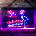 ADVPRO It's 5pm Somewhere Flamingo Bar Dual Color LED Neon Sign st6-i3304 - Red & Blue
