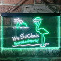 ADVPRO It's 5pm Somewhere Flamingo Bar Dual Color LED Neon Sign st6-i3304 - White & Green