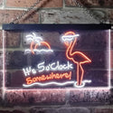 ADVPRO It's 5pm Somewhere Flamingo Bar Dual Color LED Neon Sign st6-i3304 - White & Orange