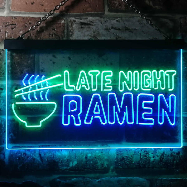 ADVPRO Late Night Ramen Japanese Food Dual Color LED Neon Sign st6-i3305 - Green & Blue