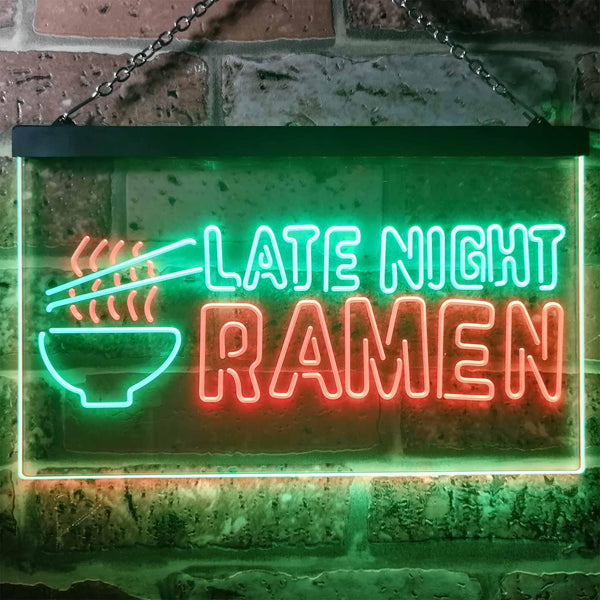 ADVPRO Late Night Ramen Japanese Food Dual Color LED Neon Sign st6-i3305 - Green & Red