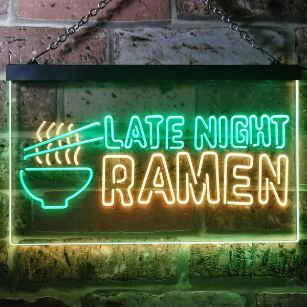 ADVPRO Late Night Ramen Japanese Food Dual Color LED Neon Sign st6-i3305 - Green & Yellow