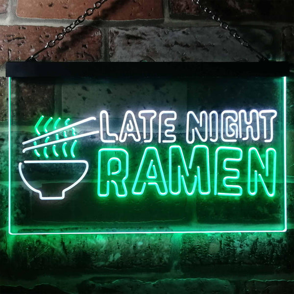 ADVPRO Late Night Ramen Japanese Food Dual Color LED Neon Sign st6-i3305 - White & Green