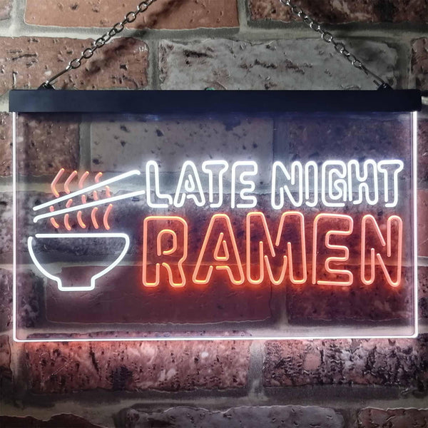 ADVPRO Late Night Ramen Japanese Food Dual Color LED Neon Sign st6-i3305 - White & Orange
