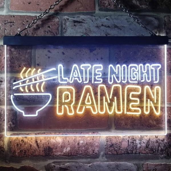 ADVPRO Late Night Ramen Japanese Food Dual Color LED Neon Sign st6-i3305 - White & Yellow