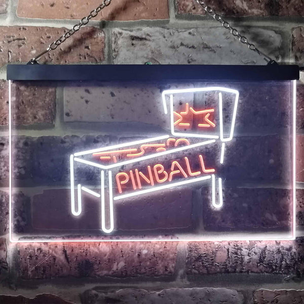ADVPRO Pinball Game Room Dual Color LED Neon Sign st6-i3306 - White & Orange