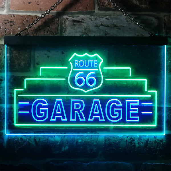 ADVPRO Route 66 Garage Dual Color LED Neon Sign st6-i3308 - Green & Blue