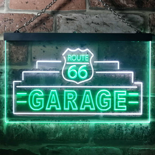 ADVPRO Route 66 Garage Dual Color LED Neon Sign st6-i3308 - White & Green