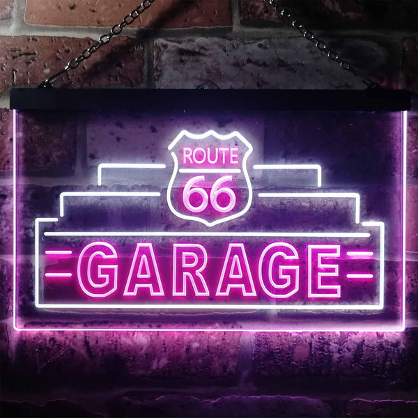 ADVPRO Route 66 Garage Dual Color LED Neon Sign st6-i3308 - White & Purple