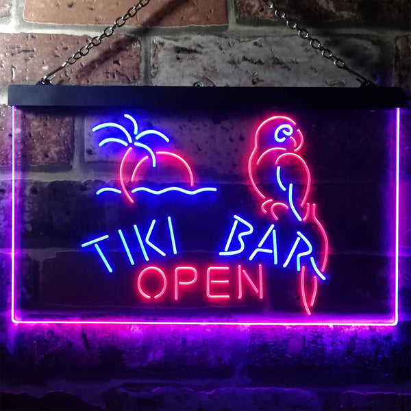 ADVPRO Tiki Bar Open Parrot Dual Color LED Neon Sign st6-i3311 - Blue & Red