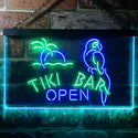 ADVPRO Tiki Bar Open Parrot Dual Color LED Neon Sign st6-i3311 - Green & Blue
