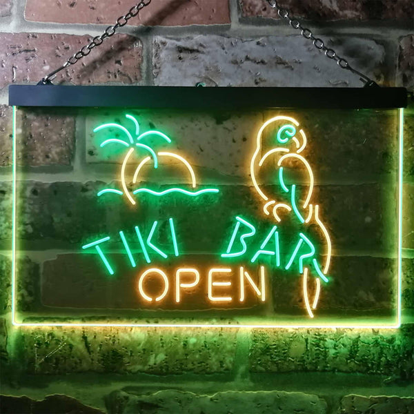ADVPRO Tiki Bar Open Parrot Dual Color LED Neon Sign st6-i3311 - Green & Yellow