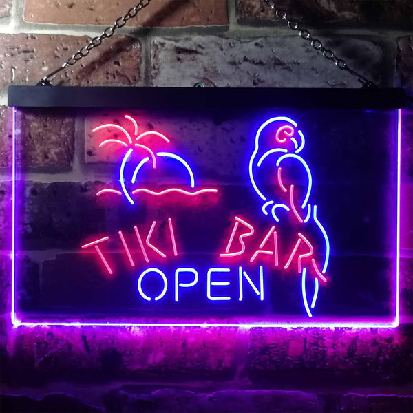 ADVPRO Tiki Bar Open Parrot Dual Color LED Neon Sign st6-i3311 - Red & Blue
