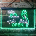 ADVPRO Tiki Bar Open Parrot Dual Color LED Neon Sign st6-i3311 - White & Green