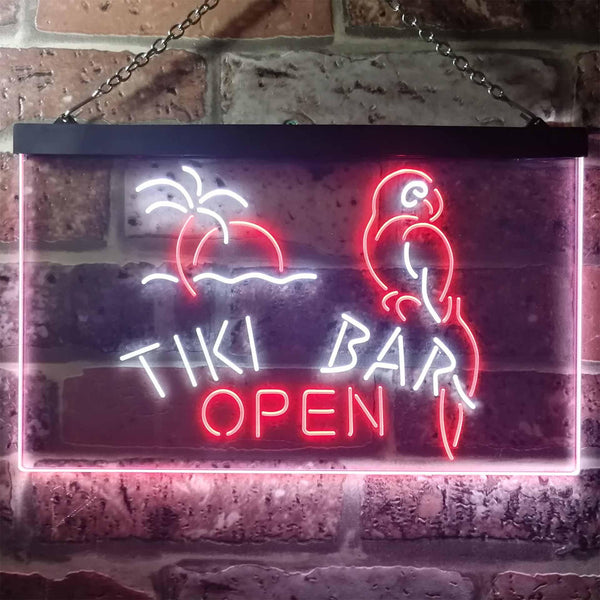 ADVPRO Tiki Bar Open Parrot Dual Color LED Neon Sign st6-i3311 - White & Red
