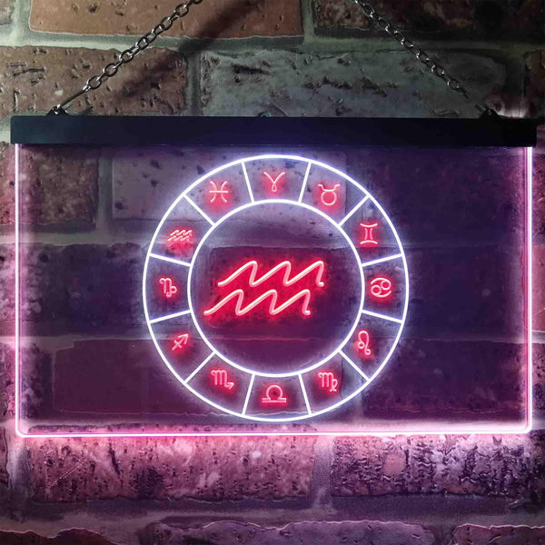 ADVPRO Aquarius Astrology Zodiac Dual Color LED Neon Sign st6-i3314 - White & Red