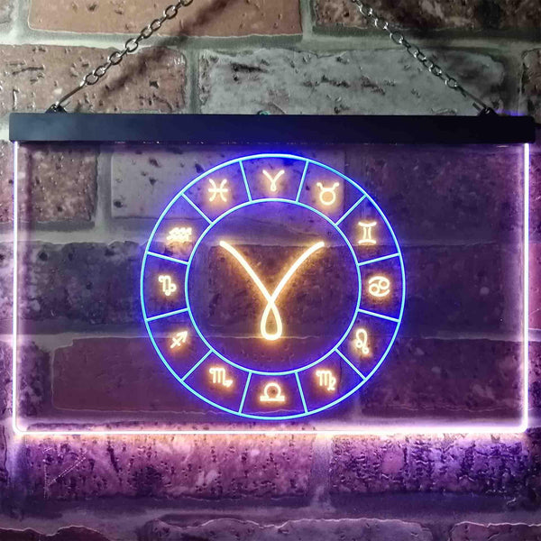ADVPRO Aries Astrology Zodiac Dual Color LED Neon Sign st6-i3315 - Blue & Yellow