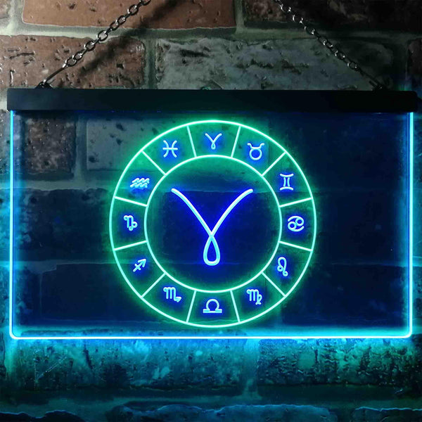 ADVPRO Aries Astrology Zodiac Dual Color LED Neon Sign st6-i3315 - Green & Blue