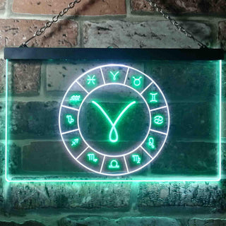 ADVPRO Aries Astrology Zodiac Dual Color LED Neon Sign st6-i3315 - White & Green