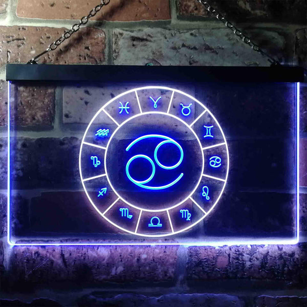 ADVPRO Cancer Astrology Zodiac Dual Color LED Neon Sign st6-i3316 - White & Blue