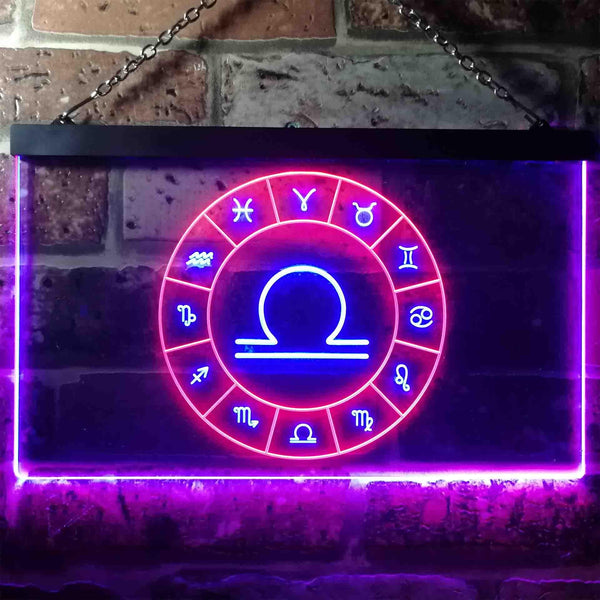 ADVPRO Libra Astrology Zodiac Dual Color LED Neon Sign st6-i3320 - Red & Blue