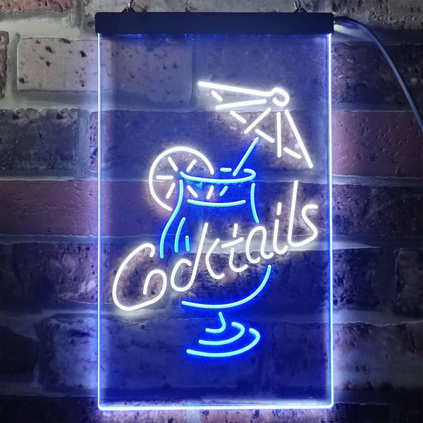 ADVPRO Cocktail Martini Umbrella Cup  Dual Color LED Neon Sign st6-i3348 - White & Blue