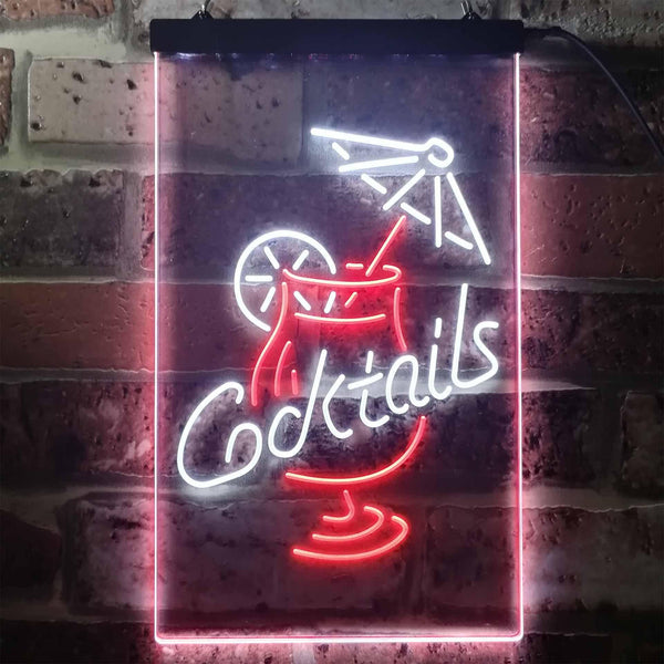 ADVPRO Cocktail Martini Umbrella Cup  Dual Color LED Neon Sign st6-i3348 - White & Red