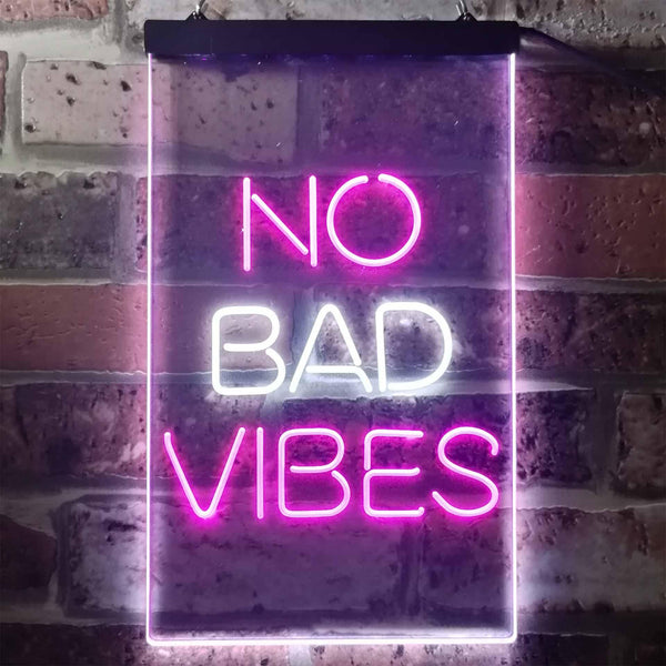 ADVPRO No Bad Vibes Room Display  Dual Color LED Neon Sign st6-i3353 - White & Purple