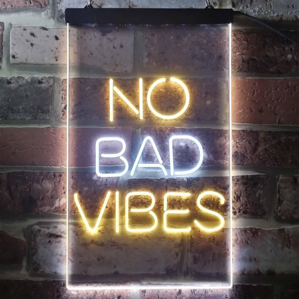 ADVPRO No Bad Vibes Room Display  Dual Color LED Neon Sign st6-i3353 - White & Yellow