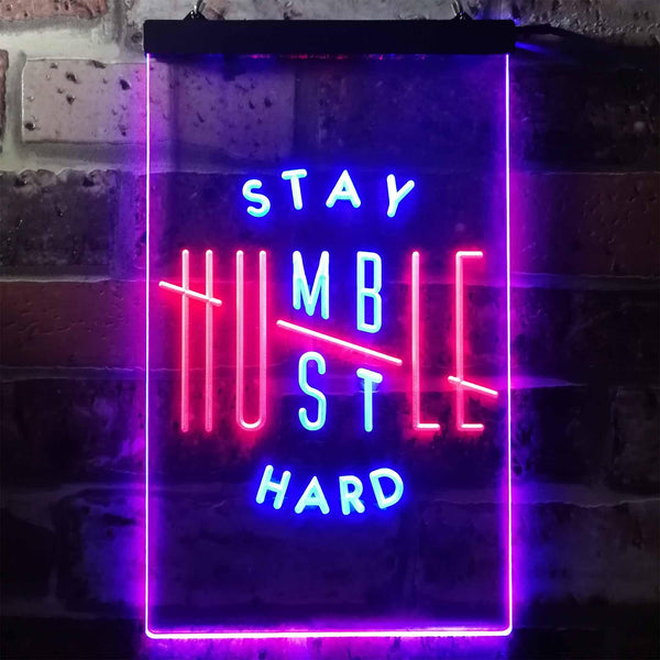 ADVPRO Stay Humble Hustle Hard Room Display  Dual Color LED Neon Sign st6-i3356 - Blue & Red