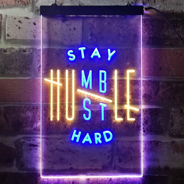 ADVPRO Stay Humble Hustle Hard Room Display  Dual Color LED Neon Sign st6-i3356 - Blue & Yellow