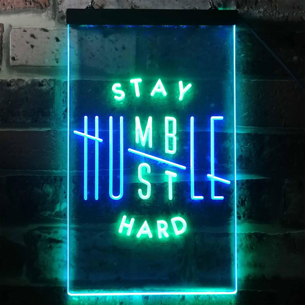 ADVPRO Stay Humble Hustle Hard Room Display  Dual Color LED Neon Sign st6-i3356 - Green & Blue