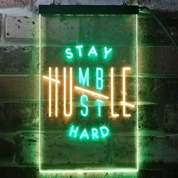 ADVPRO Stay Humble Hustle Hard Room Display  Dual Color LED Neon Sign st6-i3356 - Green & Yellow