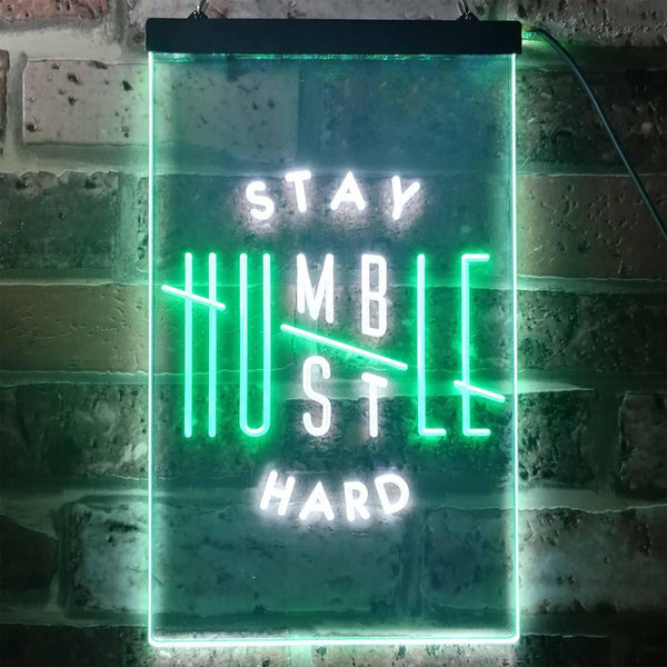 ADVPRO Stay Humble Hustle Hard Room Display  Dual Color LED Neon Sign st6-i3356 - White & Green