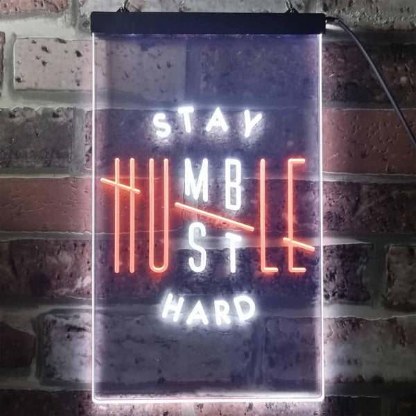 ADVPRO Stay Humble Hustle Hard Room Display  Dual Color LED Neon Sign st6-i3356 - White & Orange