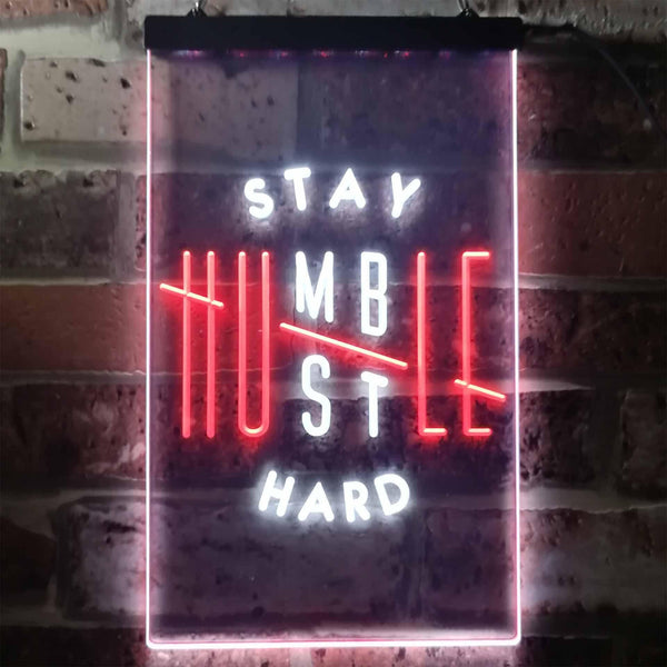 ADVPRO Stay Humble Hustle Hard Room Display  Dual Color LED Neon Sign st6-i3356 - White & Red