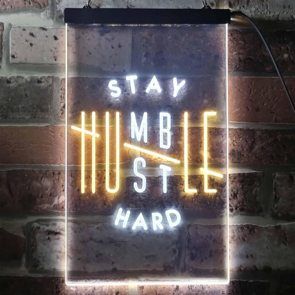 ADVPRO Stay Humble Hustle Hard Room Display  Dual Color LED Neon Sign st6-i3356 - White & Yellow