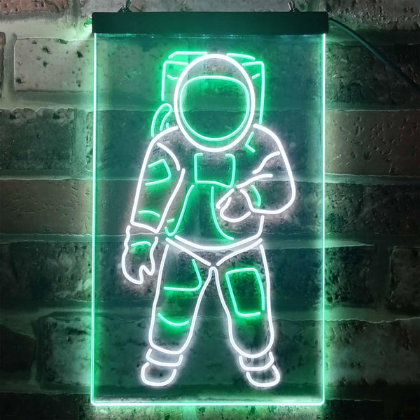 ADVPRO Astronaut for Kid Bedroom  Dual Color LED Neon Sign st6-i3359 - White & Green
