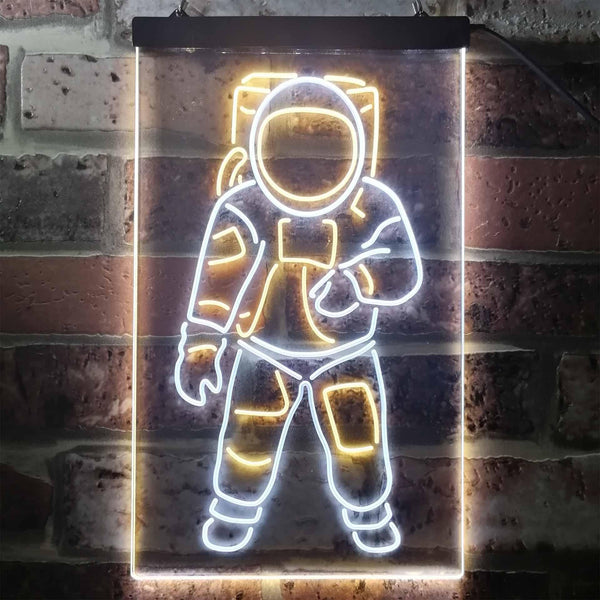 ADVPRO Astronaut for Kid Bedroom  Dual Color LED Neon Sign st6-i3359 - White & Yellow