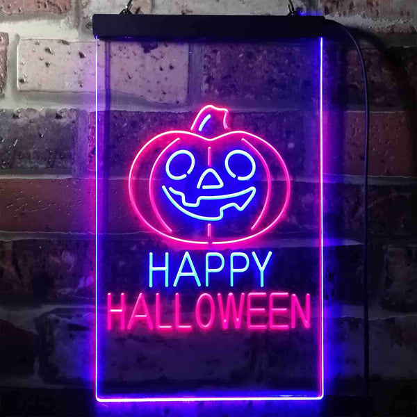 ADVPRO Happy Halloween Pumpkin  Dual Color LED Neon Sign st6-i3377 - Blue & Red