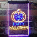 ADVPRO Happy Halloween Pumpkin  Dual Color LED Neon Sign st6-i3377 - Blue & Yellow