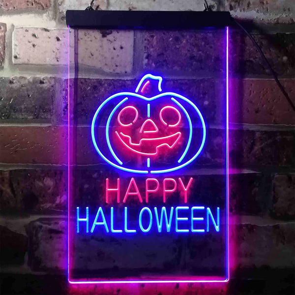 ADVPRO Happy Halloween Pumpkin  Dual Color LED Neon Sign st6-i3377 - Red & Blue