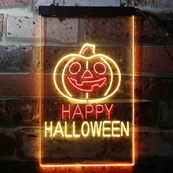 ADVPRO Happy Halloween Pumpkin  Dual Color LED Neon Sign st6-i3377 - Red & Yellow